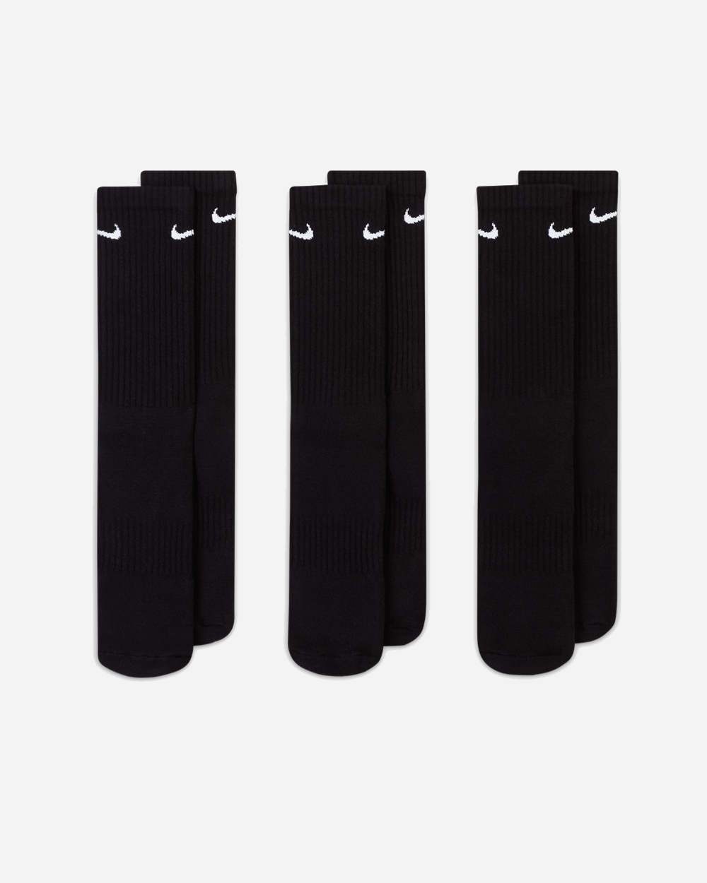 Everyday Cushioned Crew Socks 3 Pack Black/White