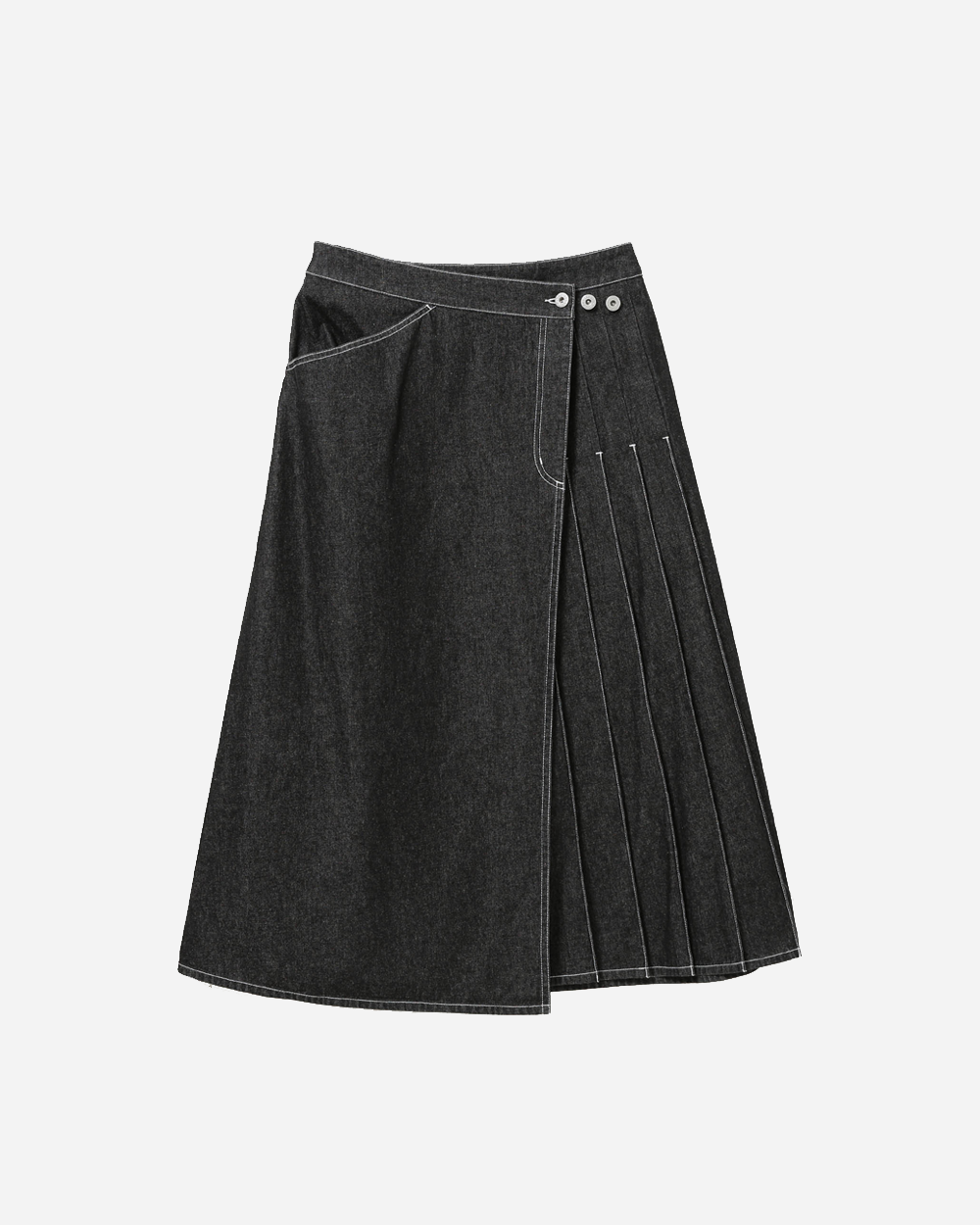 Beams Boy Wrapped Pleated Skirt Black 1327-0554-452-1918
