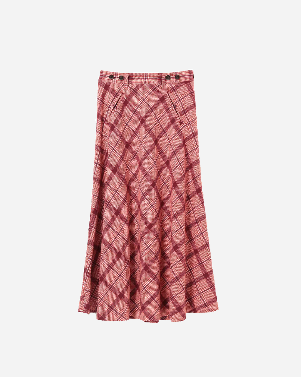 Beams Boy Check Long A-Line Skirt Red 1327-0144-803-3518