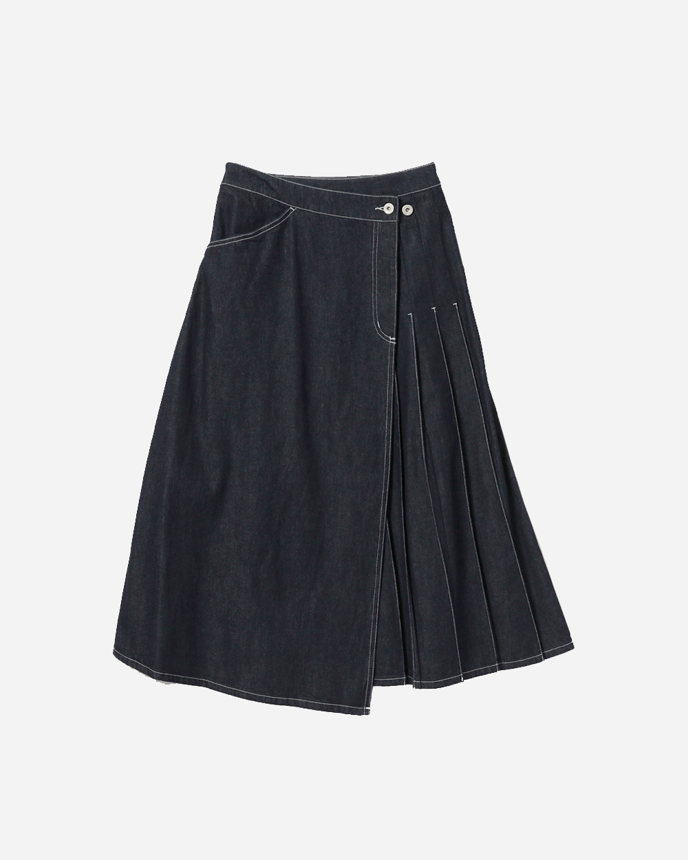 Beams Boy Wrapped Pleated Skirt Indigo 1327-0554-452-7818