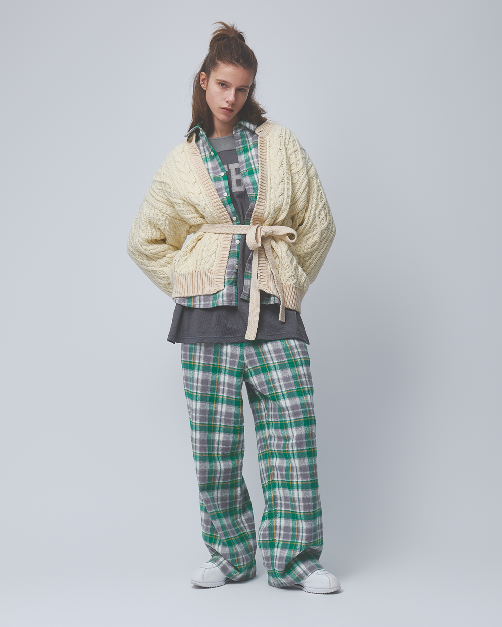 Beams Boy Two Tone Alan Cardigan Ivory 1315-0157-126-0818