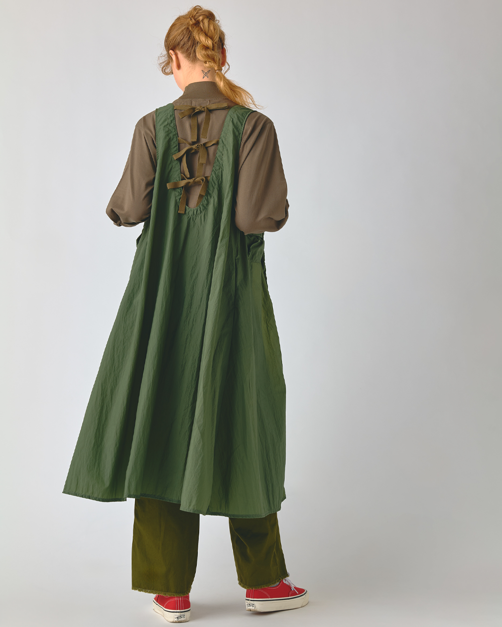 BEAMS BOY Button Up Pocket Sleeveless Dress Olive 1326-0199-452 
