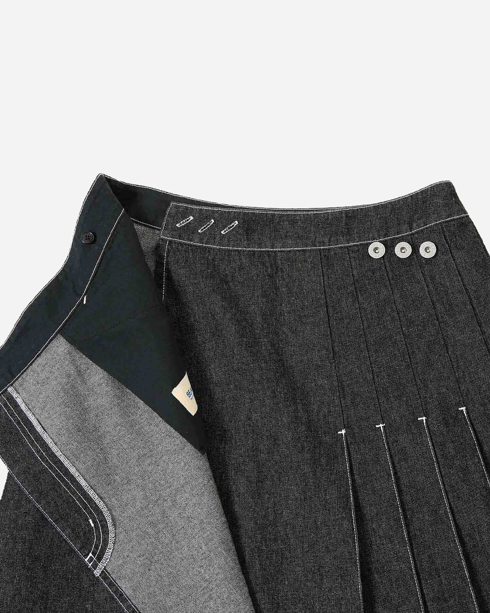 Beams Boy Wrapped Pleated Skirt Black 1327-0554-452-1918