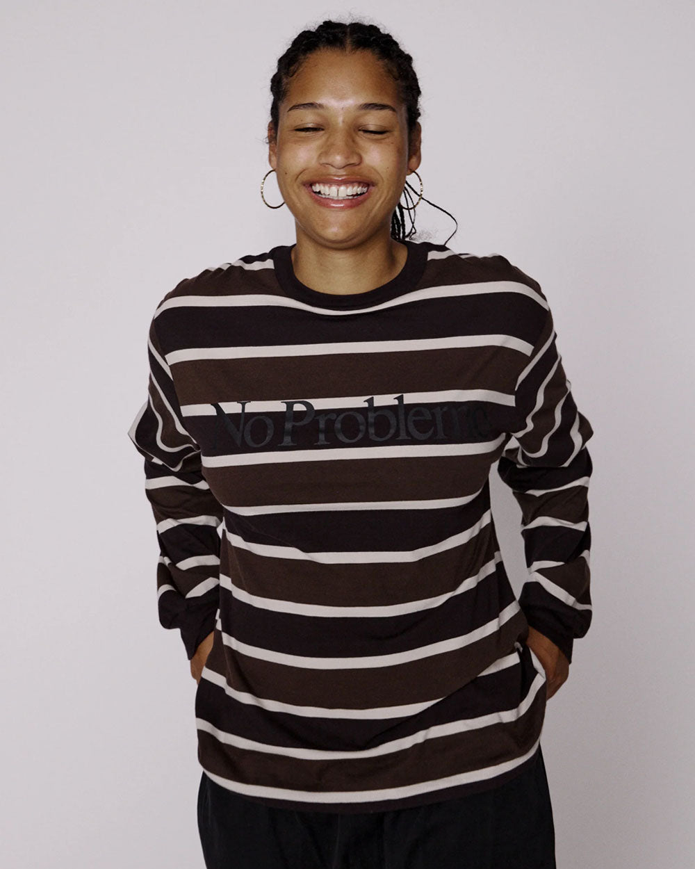 No Problemo No Problemo Striped Long Sleeve Tee Brown NP60021.04