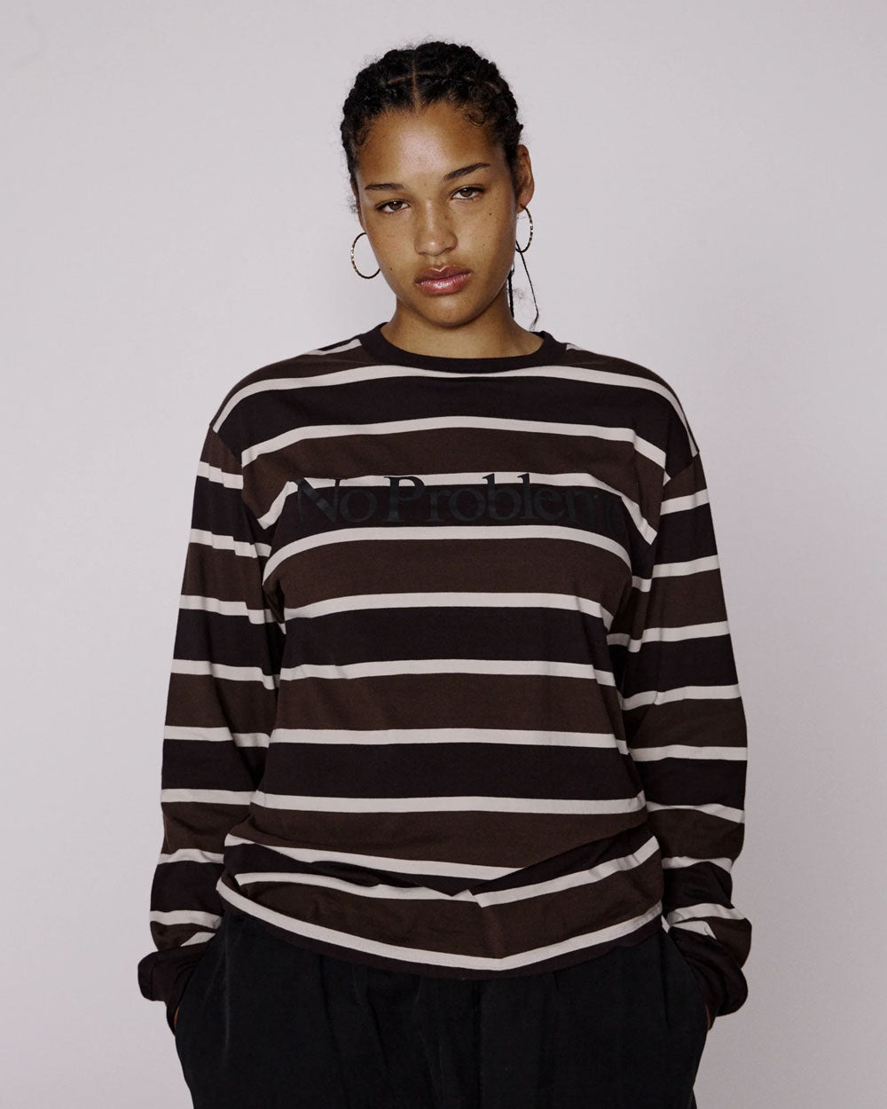 No Problemo No Problemo Striped Long Sleeve Tee Brown NP60021.04
