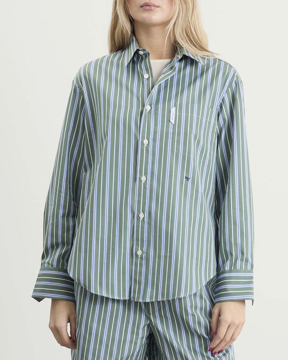 HommeGirls Oxford Shirt Green Porto Stripe HGSH062