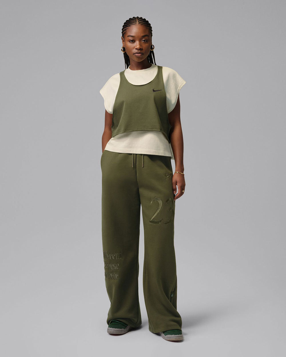 Teyana Taylor  x Jordan Short Sleeve Top Coconut Milk/Rough Green IM6357-133