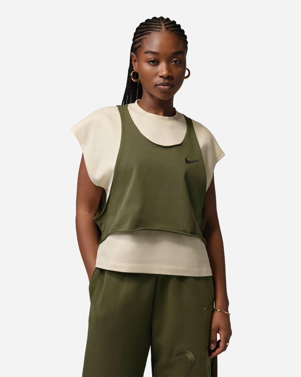 Teyana Taylor  x Jordan Short Sleeve Top Coconut Milk/Rough Green IM6357-133