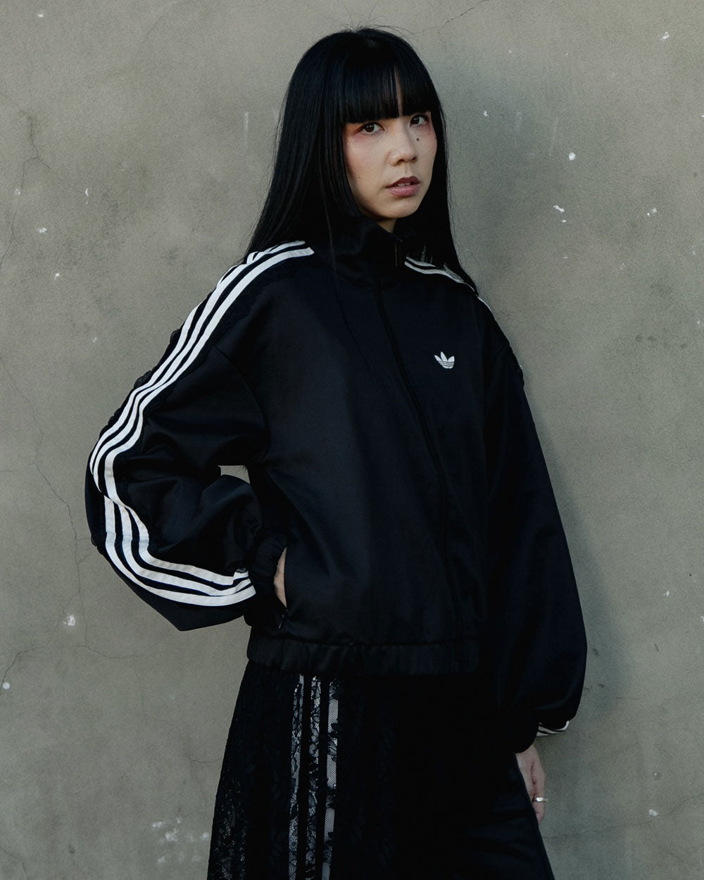 adidas Originals Lace Oversized Track Top Black LG4279