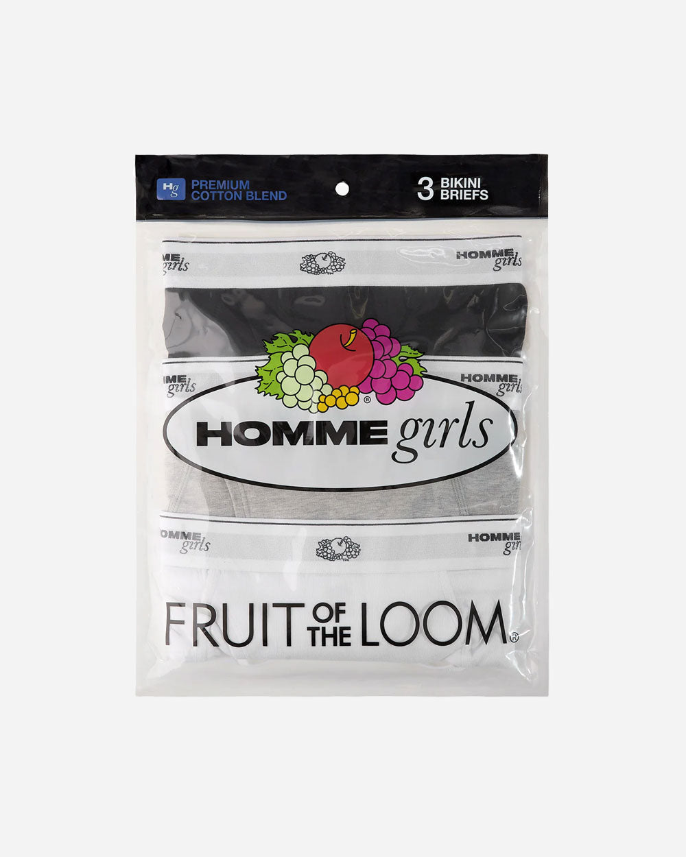 Hommegirls Fruit Of The Loom x Bikini Brief Heather Grey/Black/White 3 Pack HGFOTL007