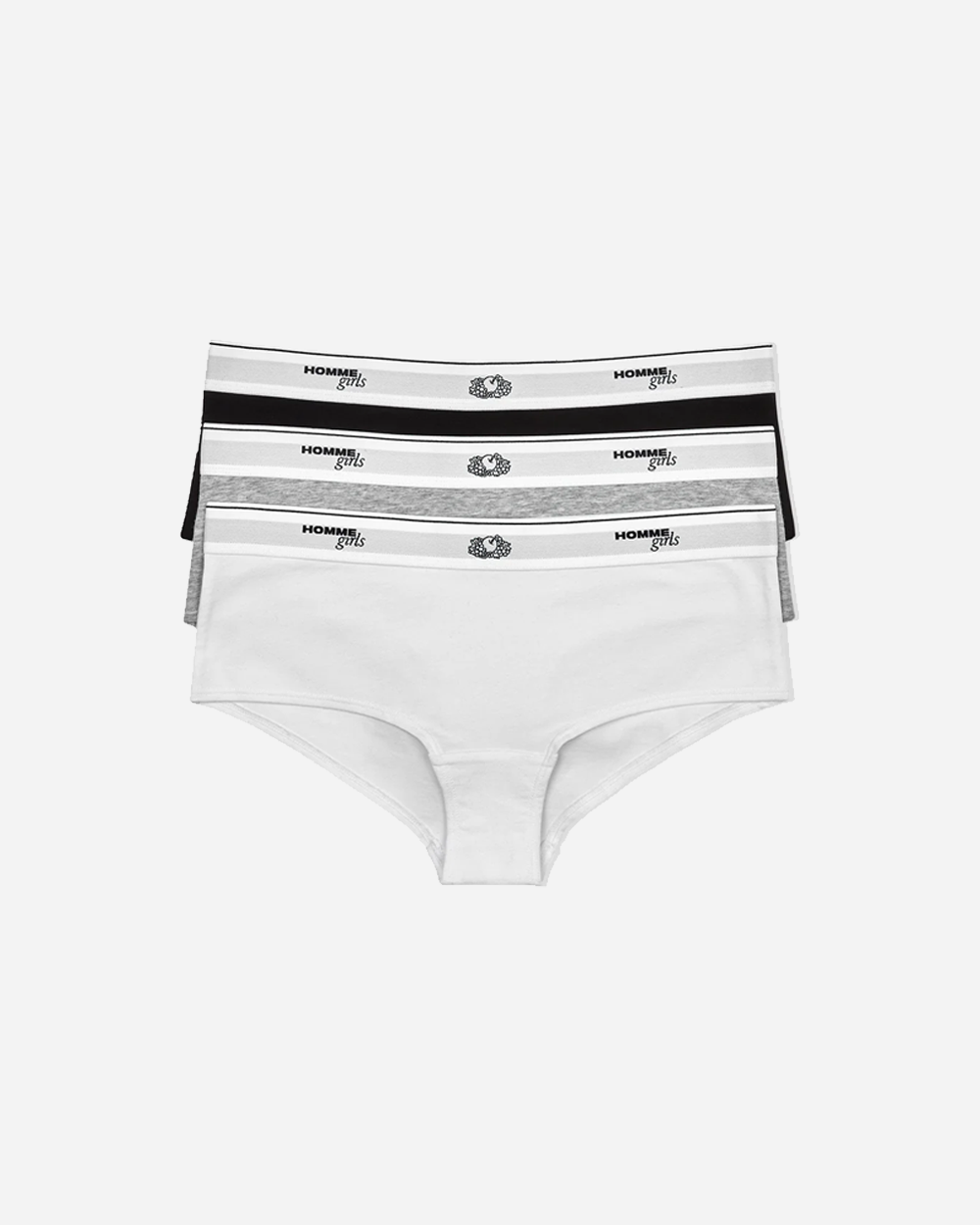 Hommegirls Fruit Of The Loom x Boy Shorts Heather Grey/Black/White 3 Pack HGFOTL008