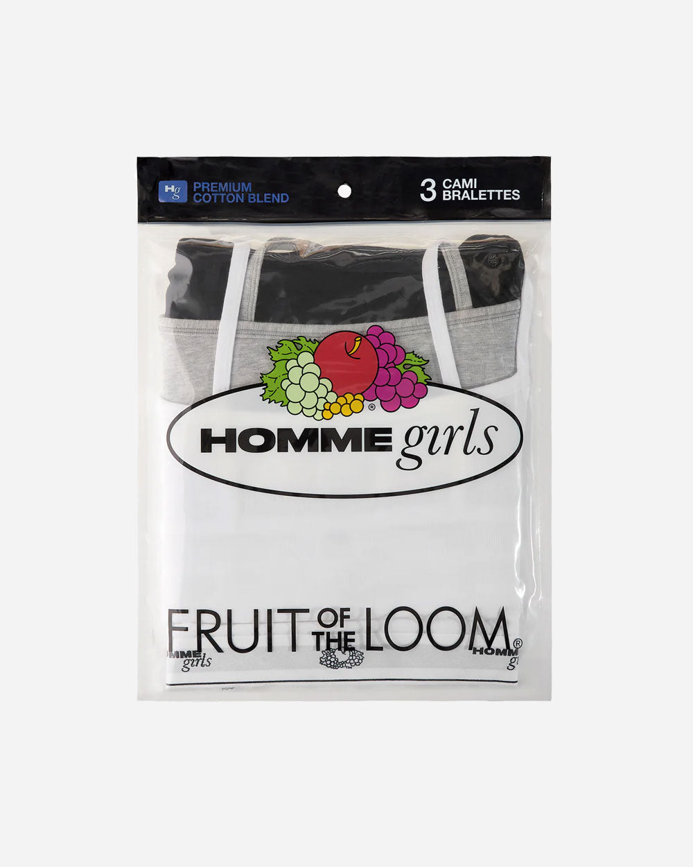 Hommegirls Fruit Of The Loom x Cami Bralette Heather Grey/Black/White 3 Pack HGFOTL004