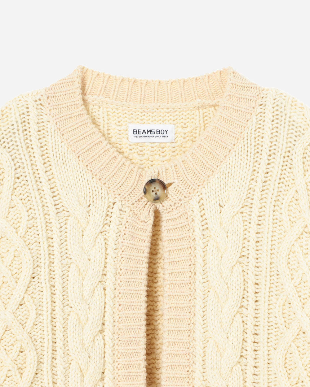 Beams Boy Two Tone Alan Cardigan Ivory 1315-0157-126-0818