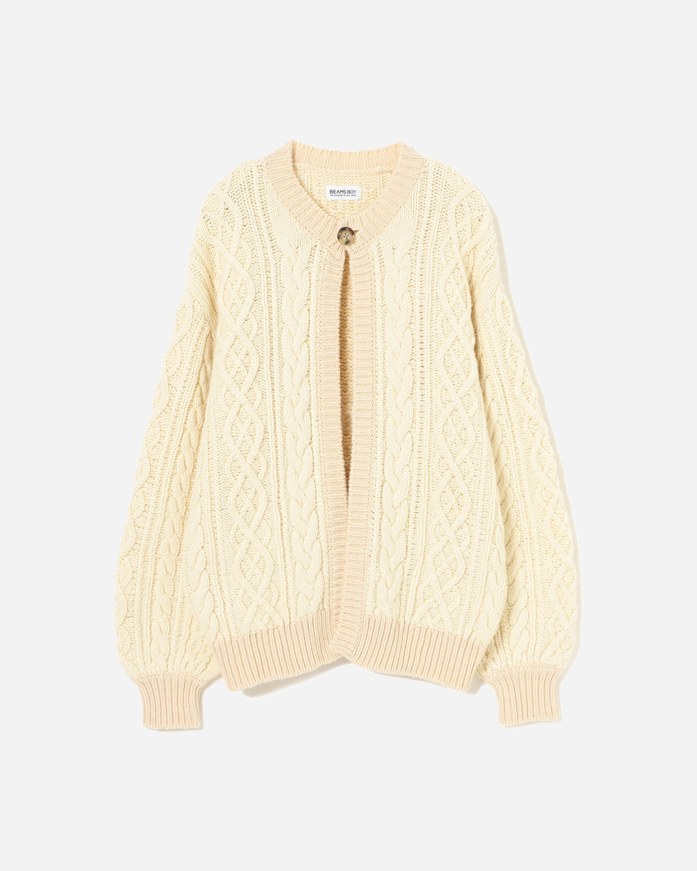Beams Boy Two Tone Alan Cardigan Ivory 1315-0157-126-0818