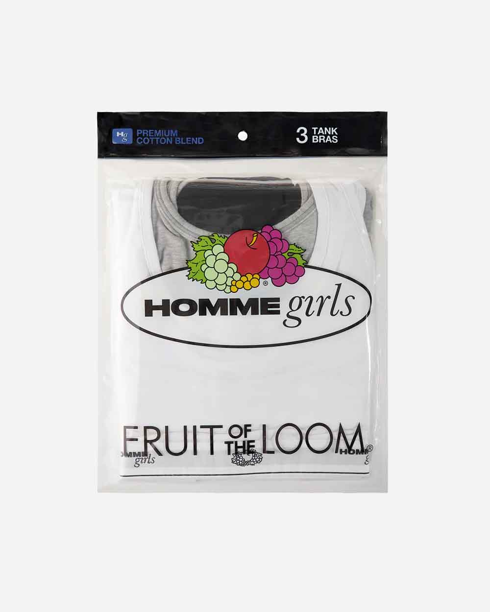 Hommegirls Fruit Of The Loom x Classic Sports Bra Heather Grey/Black/White 3 Pack HGFOTL005