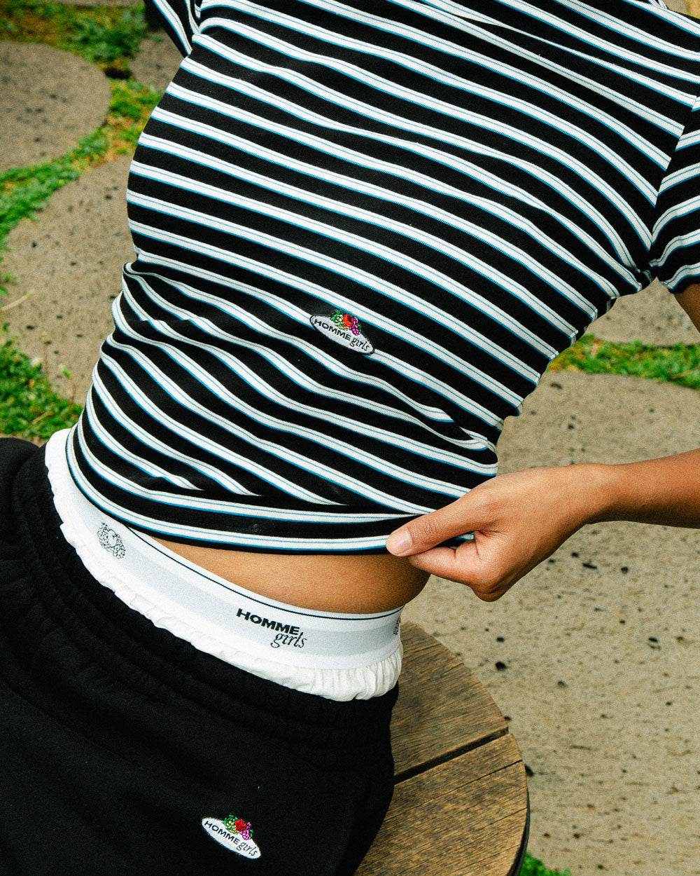 Fruit Of The Loom x HommeGirls Stripe Baby Tee Blue HGFOTL016