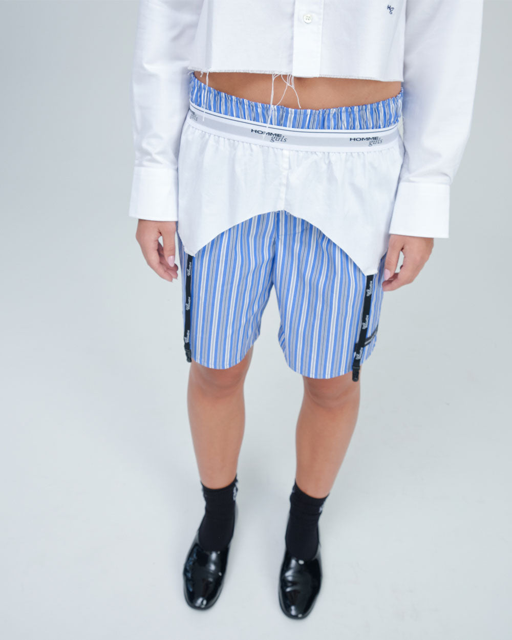 HommeGirls Boxer Garter Belt White HGAC010