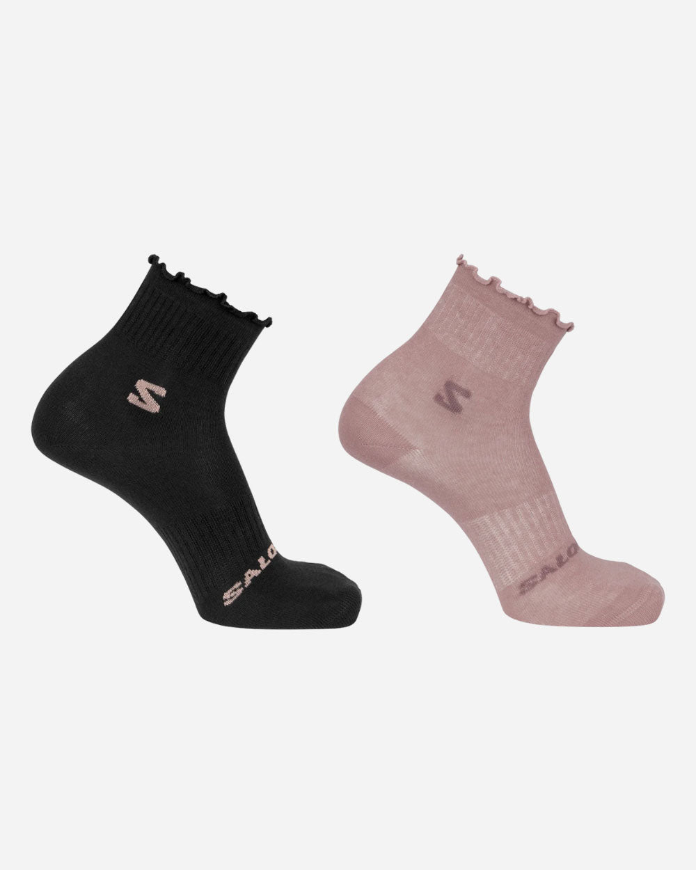 Salomon Ruffle Crew Socks Black/Mahogany Rose 2 Pack LC2726500