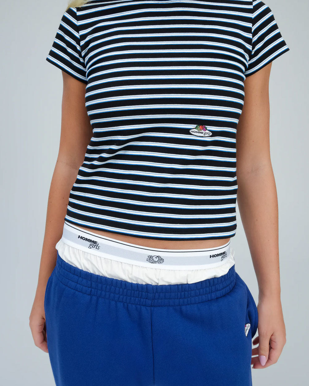 Hommegirls Fruit Of The Loom x Stripe Baby Tee Blue HGFOTL016