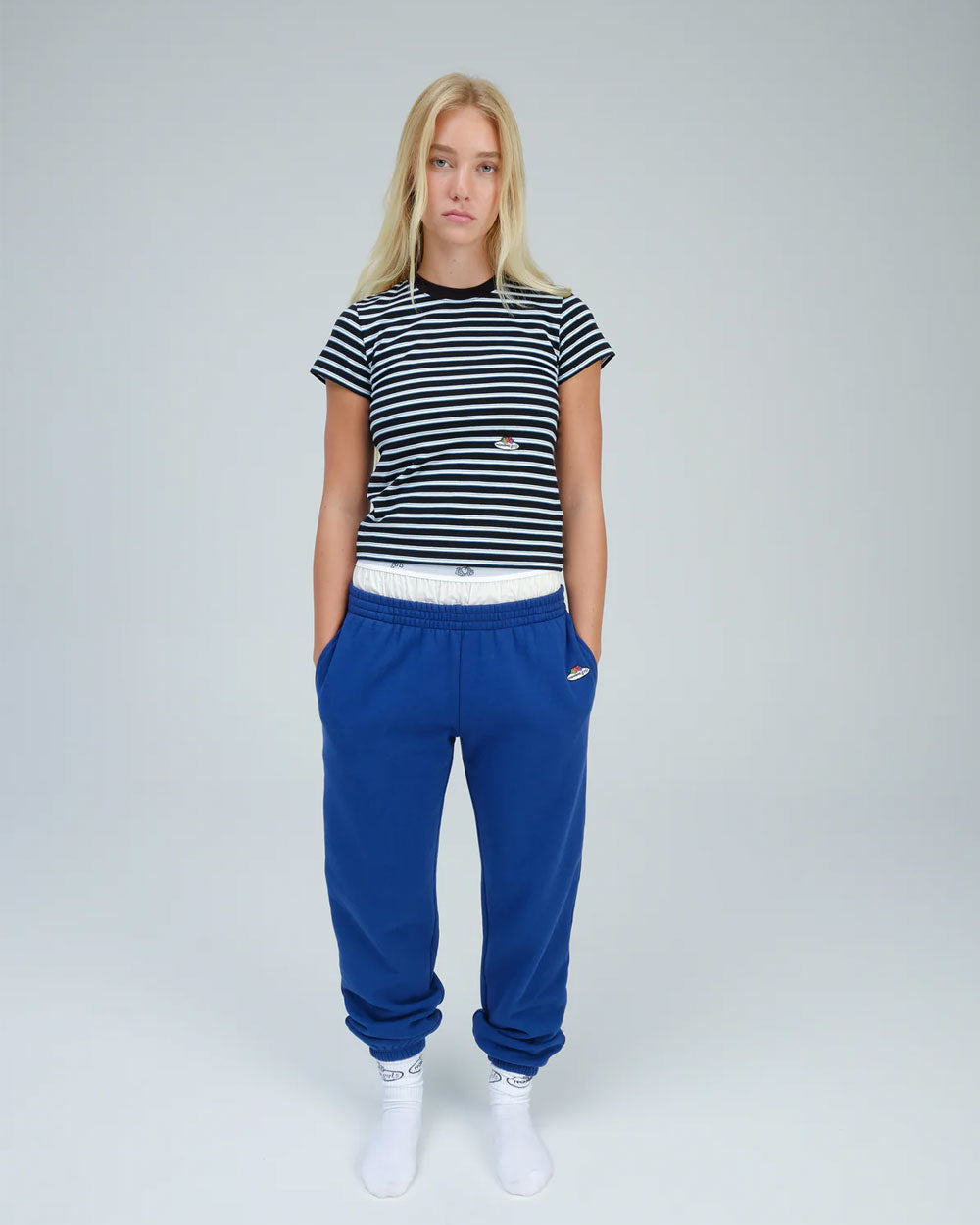 Hommegirls Fruit Of The Loom x Stripe Baby Tee Blue HGFOTL016